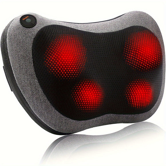 NNETM Electric Shiatsu Massage Pillow with Heat – Deep Tissue Kneading(Grey)