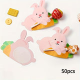 NNETM Pink Bunny Lollipop Paper Cards Easter Decorations (50pcs)