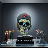 NNETM Green Camo Skull Statue - Resin Craft