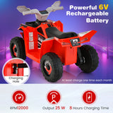 NNECW 6V Battery Powered Kids Ride on ATV with Direction Control-Red