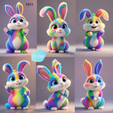 NNETM 6pcs Colorful Easter Rabbit Acrylic Ornaments
