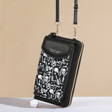 Ghost Skull Pattern Crossbody Bag – Gothic Zipper