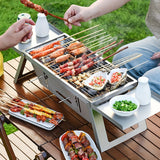 NNETM Portable Folding Charcoal Grill – Stainless Steel BBQ for Camping & Outdoor Use