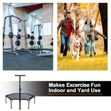 NNETM Rebounder Mini Trampoline with Adjustable Handle Bar(Blue)