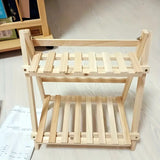 NNETM Organize in style with this sturdy wooden double-layer trapezoidal storage rack