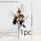 Artificial Pumpkin Bouquet with Black Vase, Realistic Plastic Spooky Jack-O-Lantern Flowers, Halloween & Christmas Decorations, for Mantel Table Centerpiece Porch, Fake Pumpkin Plant