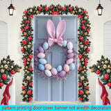 NNETM Bunny Ears Easter Egg Wreath Polyester Door Decor