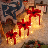 3pcs Christmas Gift Box Lights Transparent Decorative Boxes