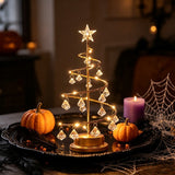 LED Christmas Tree Lamp Warm Light Spiral Golden Metal