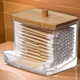 NNETM Clear Acrylic Swab Holder with Wooden Lid