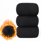 NNETM 3 Pairs Black Heat Socks: Winter Warm Thermal Crew Boot Socks