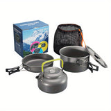 NNETM 3pcs Camping Cookware Set – Portable Aluminum Pots, Pan & Kettle for Outdoor Cooking