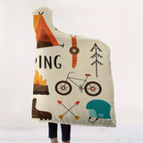 NNETM Camping Print Hooded Blanket Cape