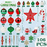 NNETM Enchanting Elegance: 106-Piece Christmas Ball Ornament Set