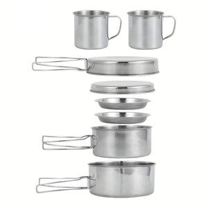 NNETM Camping Cookware Stainless Steel Set Outdoor (8pcs)