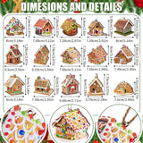 NNETM Wooden Christmas Ornaments: 15pcs Colorful Gingerbread Candy House Theme Festive Holiday