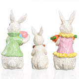 NNETM 3pcs Vintage Easter Rabbit Resin Ornaments Decor