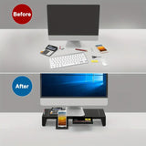 NNETM Ultimate Monitor Stand Riser: USB Hub, Data Port, and TYPE-C Charging Powerhouse