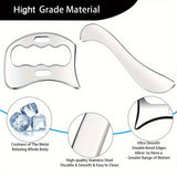 NNETM 2pcs Stainless Steel Gua Sha Massage Tool Set(Silver)