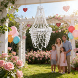 Solar Hanging Crystal Chandelier Oval 54 Warm White