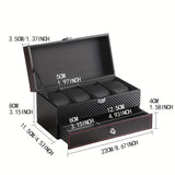 Luxury Carbon Fiber Watch Display Box with Jewelry Drawer – 4-Slot Watch Organizer