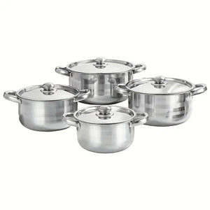 NNETM Premium 8-Piece Stainless Steel Pot Set - Heavy-Duty