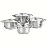 NNETM Premium 8-Piece Stainless Steel Pot Set - Heavy-Duty