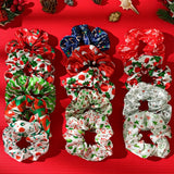 14pcs Christmas Print Satin Scrunchie Set Multicolor