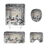 NNETM Frosty Friends: 4-Piece Christmas Snowman Shower Curtain Set