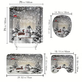 NNETM Frosty Friends: 4-Piece Christmas Snowman Shower Curtain Set