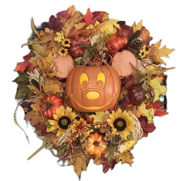 NNEOBA Halloween Pumpkin Mickey Wreath