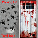 182 X 72Cm Door Sticker Garage Sticker, Welcome Bloody Hand Design, Halloween Decoration Party Decor