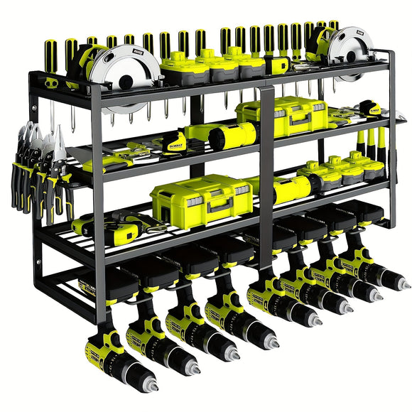 NNETM Wall Mounted 4-Tier Metal Tool Rack Organizer