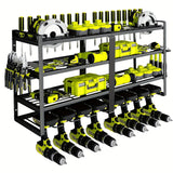 NNETM Wall Mounted 4-Tier Metal Tool Rack Organizer