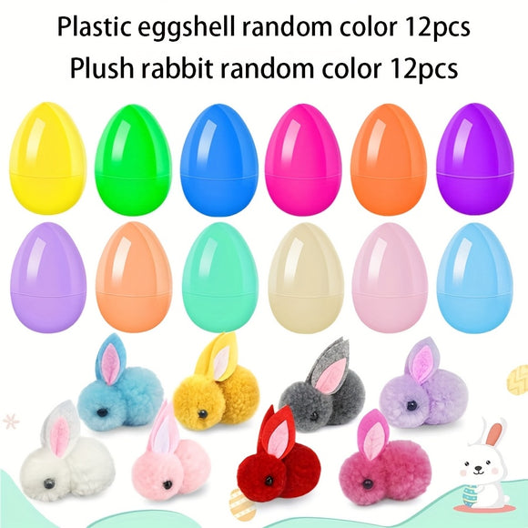 NNETM 42pcs Colorful Easter Eggs with Stuffed Bunny Animals