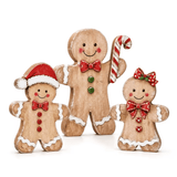 Rustic Christmas Tiered Tray Décor Set of 3 Gingerbread, Santa Hat & Candy Cane