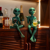 2PCS Green Alien Resin Figurines Space Decor