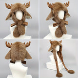 NNETM Winter Hat with Warm Moose Antlers Faux Fur
