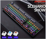 NNETM Caller Mechanical Keyboard - 104 Keys, Green Axis, Backlit, Wired USB, Black [Green Axis]