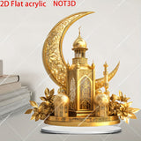 NNETM Golden Acrylic Eid Lantern Mosque Sun Catcher Decor