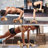 NNETM Wooden Push-Up Support Handles - Non-Slip Pad Included