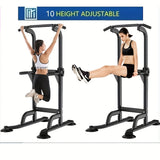 NNETM Foldable 10-Level Pull Up Tower – Pull Up Bar & Push Knee Raise Station(Black)