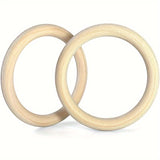 NNETM Wooden Gymnastics Rings with Adjustable Straps