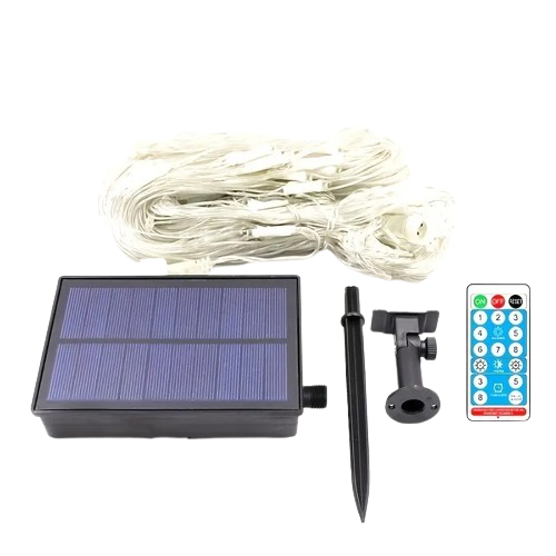 NNETM Radiant Nightfall: 192 LED Solar Lights on Transparent Wire