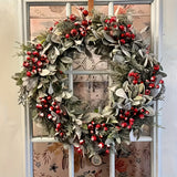 NNETM Winter Red Berry Wreath for Door Wall Decor
