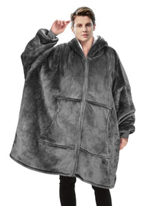 NNETM Men's Deep Gray Hooded Zip-Up Jacket
