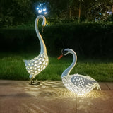 NNETM Solar Swan Garden Statue Outdoor
