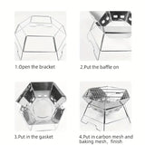NNETM Foldable Stainless Steel Camping Charcoal Grill