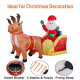 NNEOBA Christmas Santa Reindeer Sleigh Inflatable LED Yard Decor