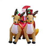 NNEOBA Christmas Santa Reindeer Sleigh Inflatable LED Yard Decor